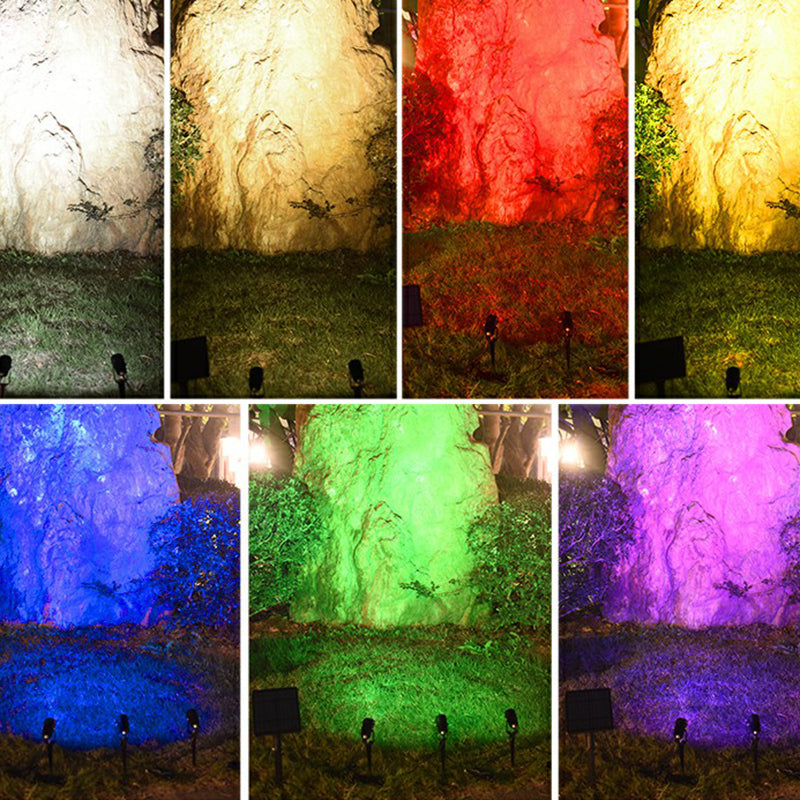 Cylindrical Aluminum Solar Spotlight Contemporary Black LED Stake Light for Garden