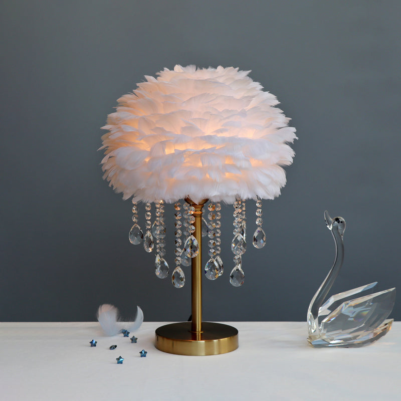 Moderne romantische koepellamp veer 1-licht bed nachtlicht met kristallen decor