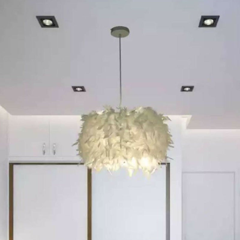 Cilindrische veer druppel hanger minimalistisch 1 licht wit hangend licht voor eetkamer