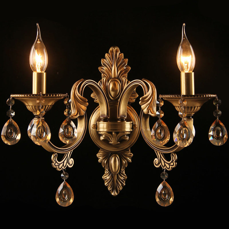 Metalen kandelaar wand gemonteerd licht vintage 2-kop slaapkamer sconce armatuur in brons