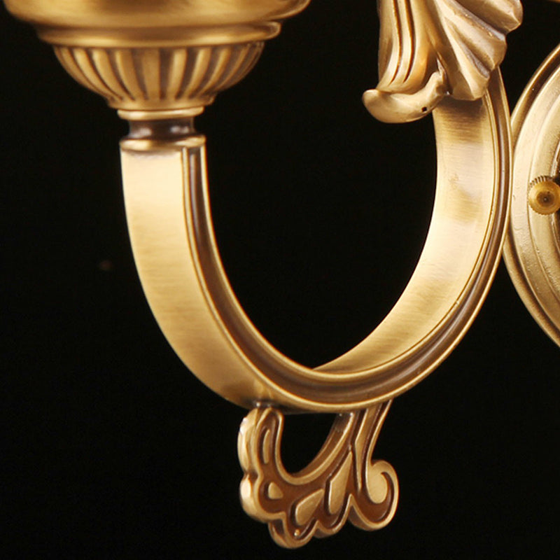 Single-bulb bloemenwand SCONCE Traditionele bronzen matwit glazen wandlampje voor gangpad