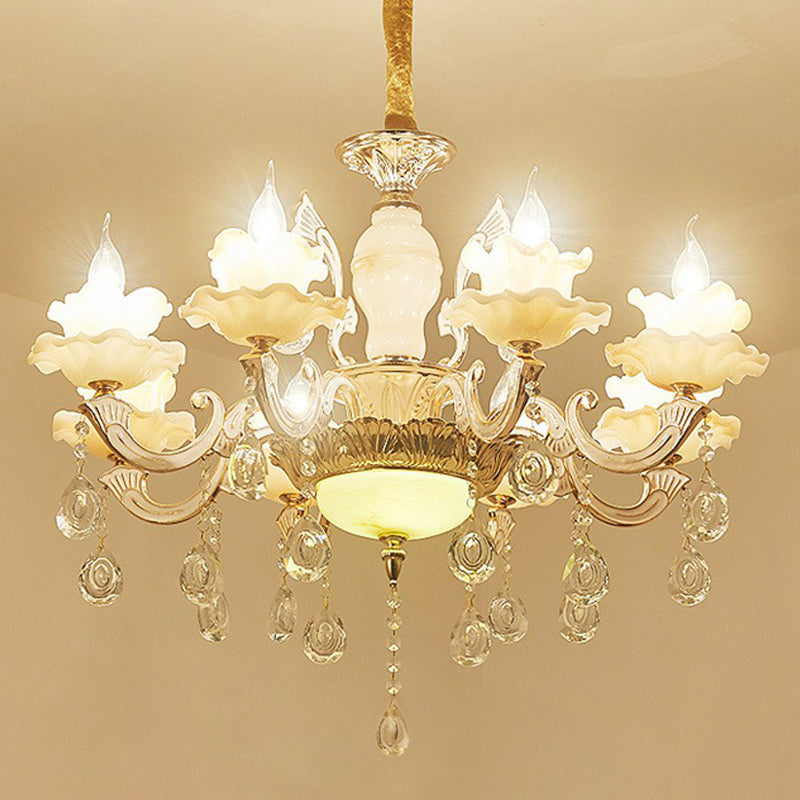 Bougette blanche Cougie lustre Light Traditional Grosted Glass Living Room Pendant Crystal Deco