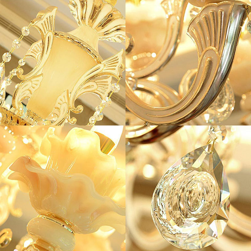Bougette blanche Cougie lustre Light Traditional Grosted Glass Living Room Pendant Crystal Deco