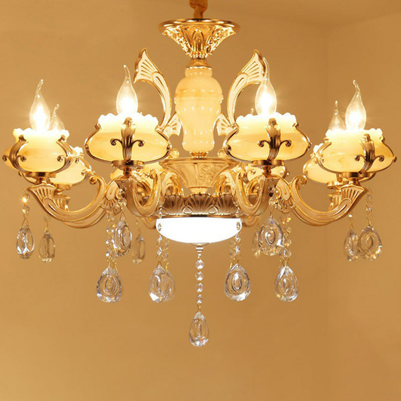 Bougette blanche Cougie lustre Light Traditional Grosted Glass Living Room Pendant Crystal Deco