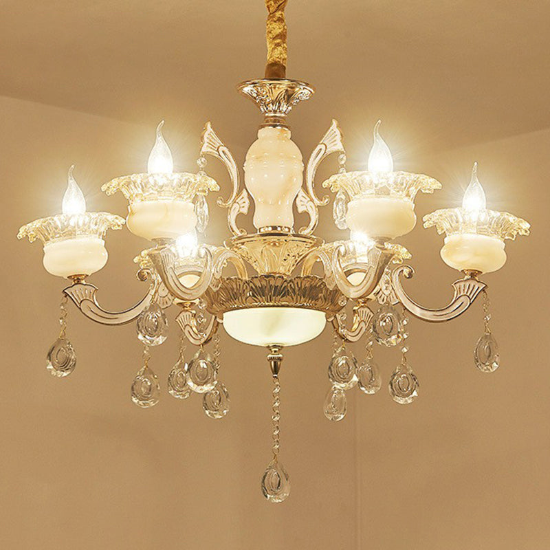 Bougette blanche Cougie lustre Light Traditional Grosted Glass Living Room Pendant Crystal Deco