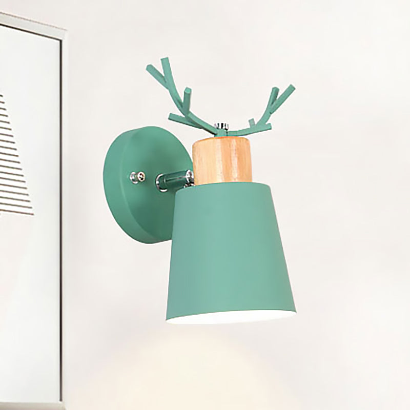 Rotatable Macaron Loft Green Wall Sconce Bucket Shade 1 Head Metal Wall Lamp for Foyer