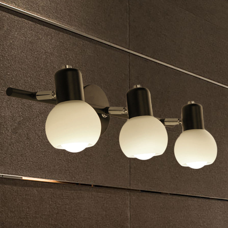 Globe Living Vanity Sconce Light Metal and Milk Glass 2/3 Lights Contemporary Wall Lightture en noir
