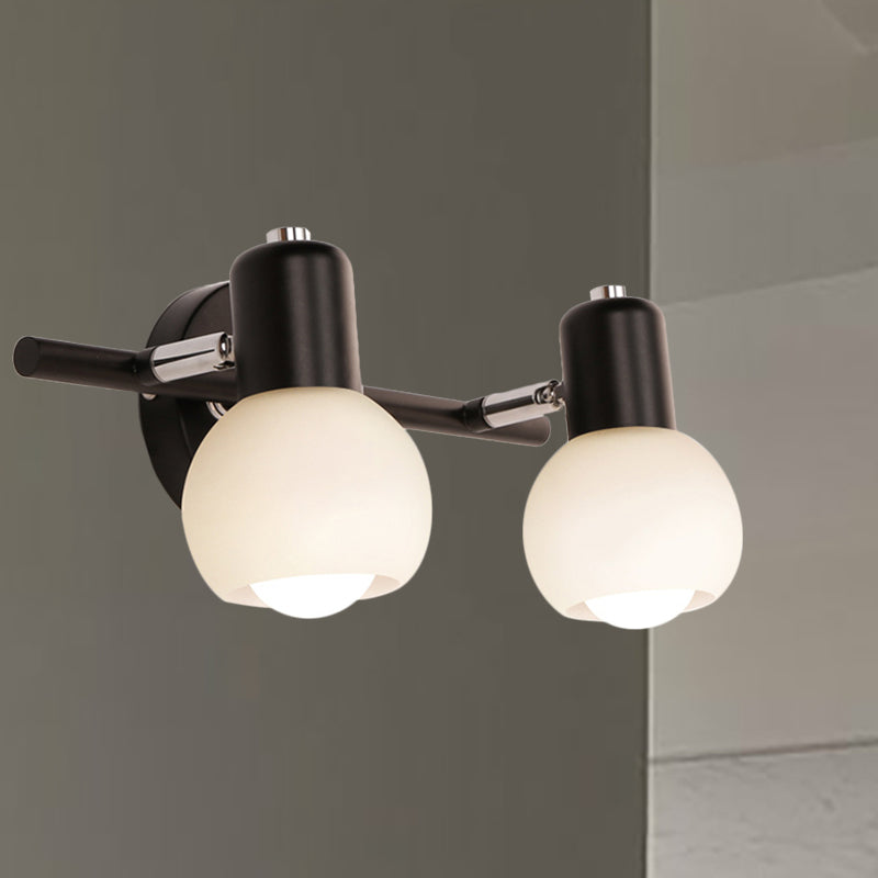 Globe Living Vanity Sconce Light Metal and Milk Glass 2/3 Lights Contemporary Wall Lightture en noir