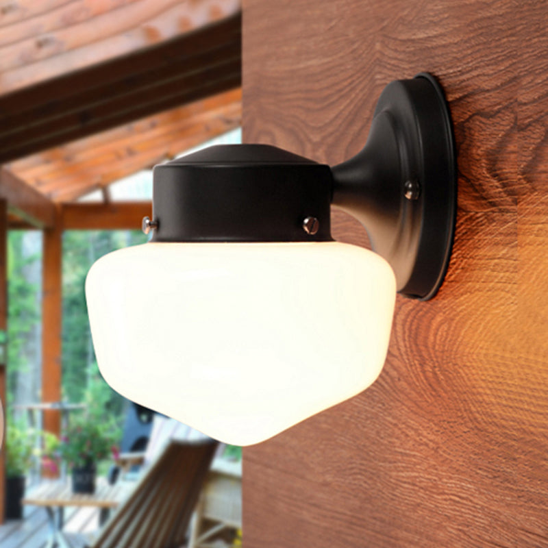 Schulhaus Leuchter leichter modernes weißes Glas 1 helles schwarz/weißes Spiegel Wandmontagelampe