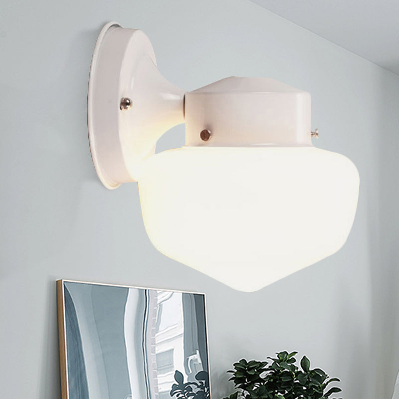 Schulhaus Leuchter leichter modernes weißes Glas 1 helles schwarz/weißes Spiegel Wandmontagelampe