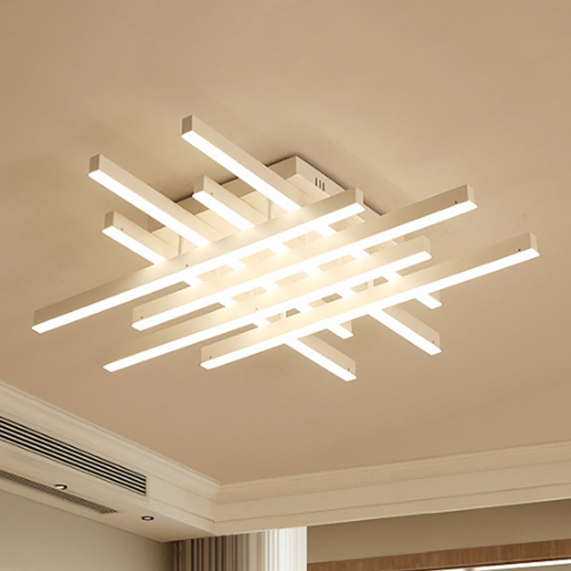 31"/39" Wide LED Living Room Flushmount Lighting with Traverse Acrylic Shade White Flush Mount Lamp in Warm/White Light