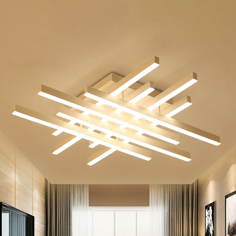 31"/39" Wide LED Living Room Flushmount Lighting with Traverse Acrylic Shade White Flush Mount Lamp in Warm/White Light