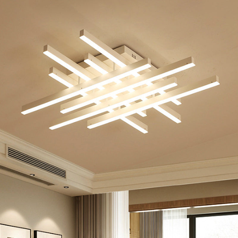 31"/39" Wide LED Living Room Flushmount Lighting with Traverse Acrylic Shade White Flush Mount Lamp in Warm/White Light