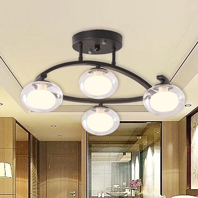 Mont semi-plafond du bras Twist avec une teinte ovale lampe au plafond en métal contemporain pour le café