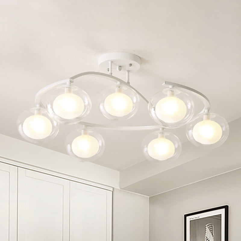 Mont semi-plafond du bras Twist avec une teinte ovale lampe au plafond en métal contemporain pour le café