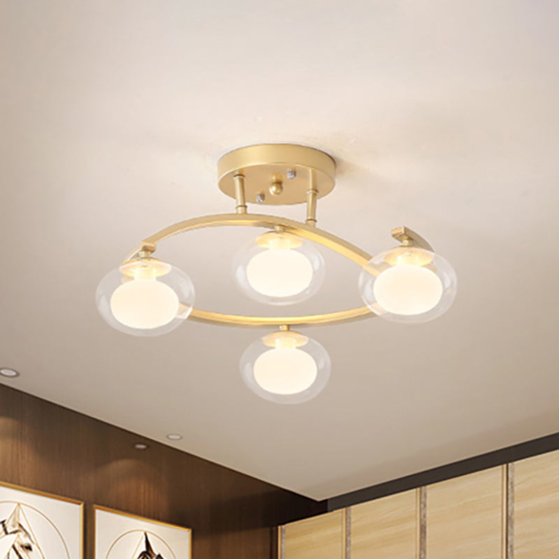 Mont semi-plafond du bras Twist avec une teinte ovale lampe au plafond en métal contemporain pour le café