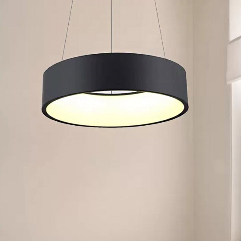 18"/23.5"/31.5" Dia Ring Ceiling Light Minimalist Metal White/Gray/Black Integrated LED Pendant Light Fixture for Dining Room