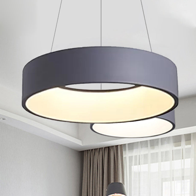 18"/23.5"/31.5" Dia Ring Ceiling Light Minimalist Metal White/Gray/Black Integrated LED Pendant Light Fixture for Dining Room