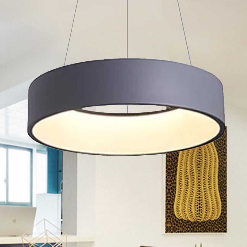 18"/23.5"/31.5" Dia Ring Ceiling Light Minimalist Metal White/Gray/Black Integrated LED Pendant Light Fixture for Dining Room