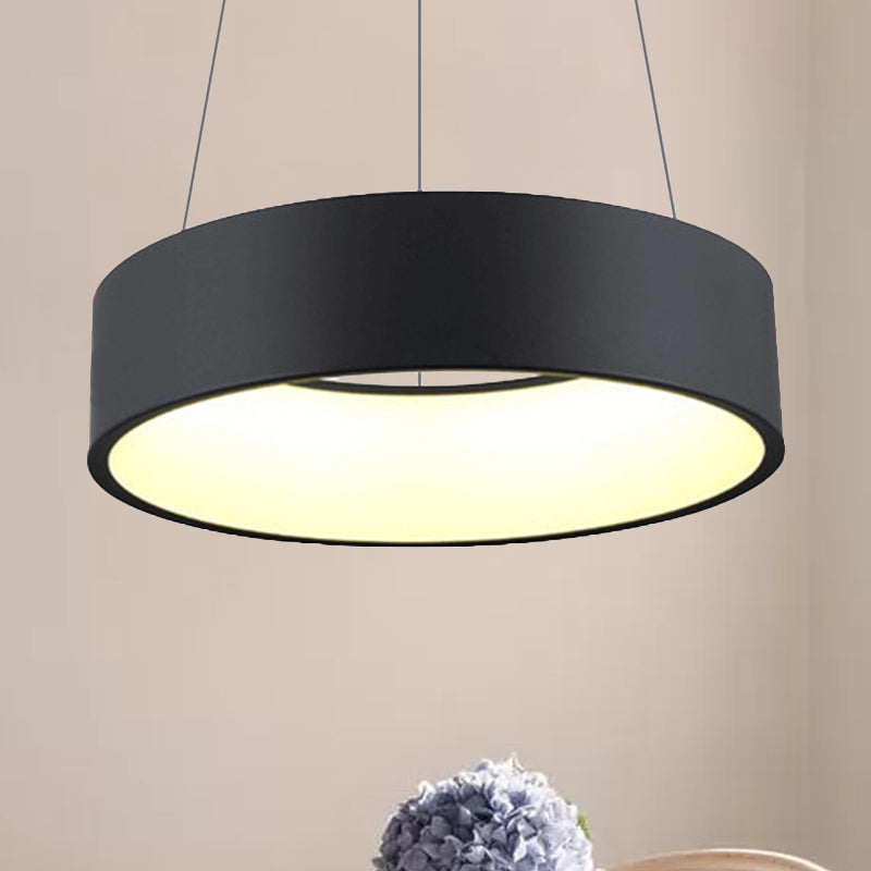 18"/23.5"/31.5" Dia Ring Ceiling Light Minimalist Metal White/Gray/Black Integrated LED Pendant Light Fixture for Dining Room