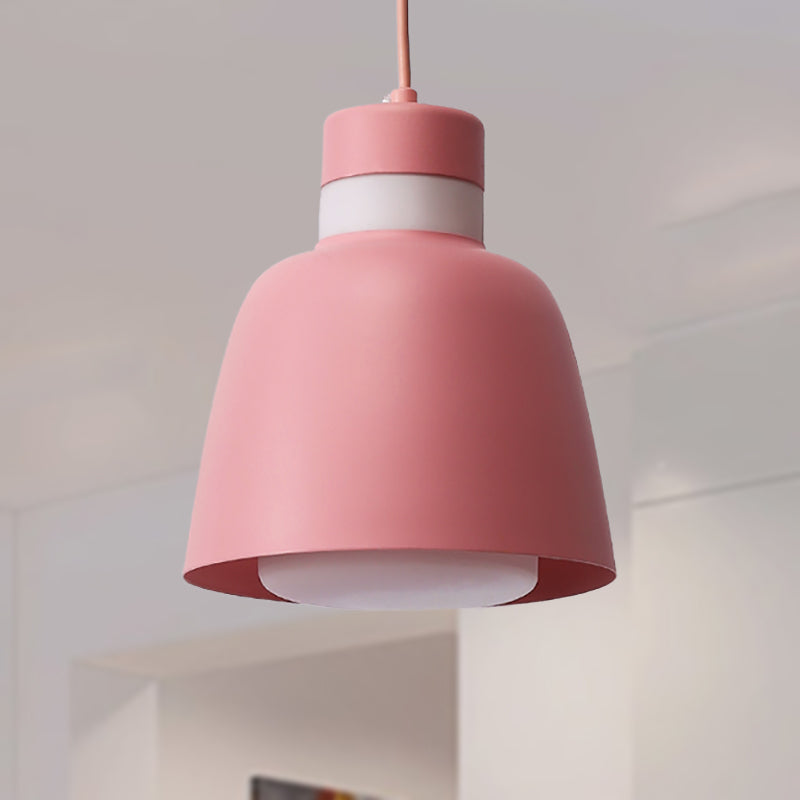 Black/Pink/Yellow Bell Ceiling Pendant Light Modernism 1 Light Metal Hanging Lamp Kit