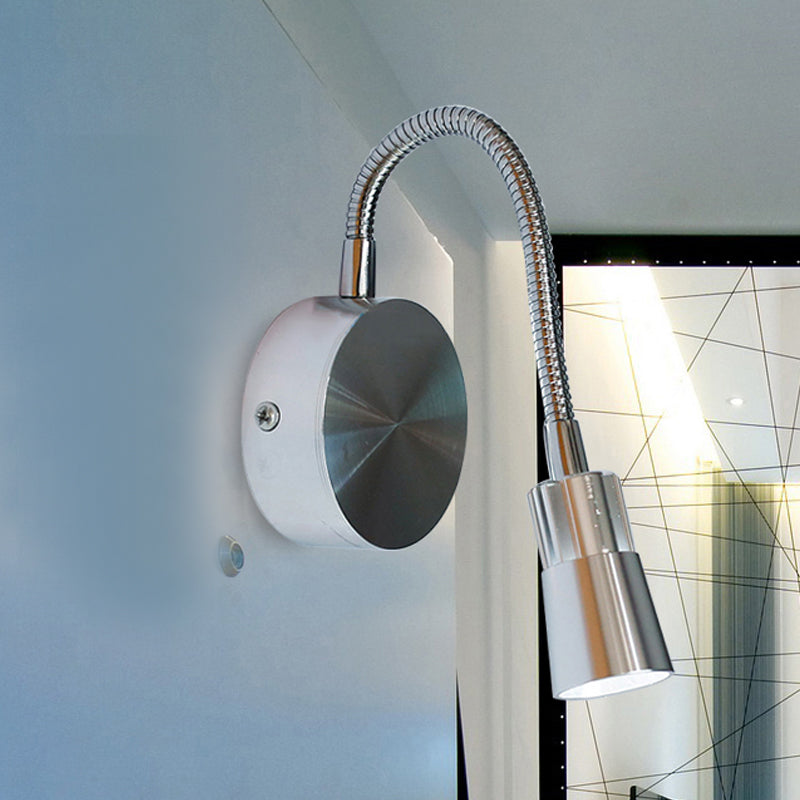 LED Corridor Reading Wall Light with Mini Metal Shade Warm/White Lighting Wall Sconce Lamp in Chrome