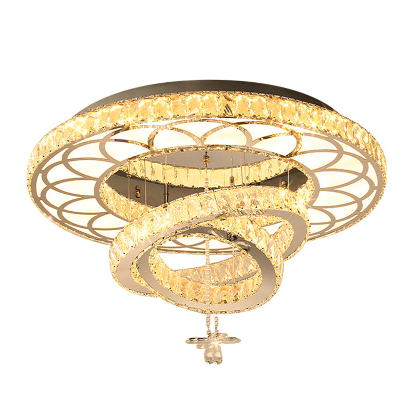 Zilverringen plafond spoeling licht eigentijdse kristallen led spoeling mount lamp armatuur voor slaapkamer