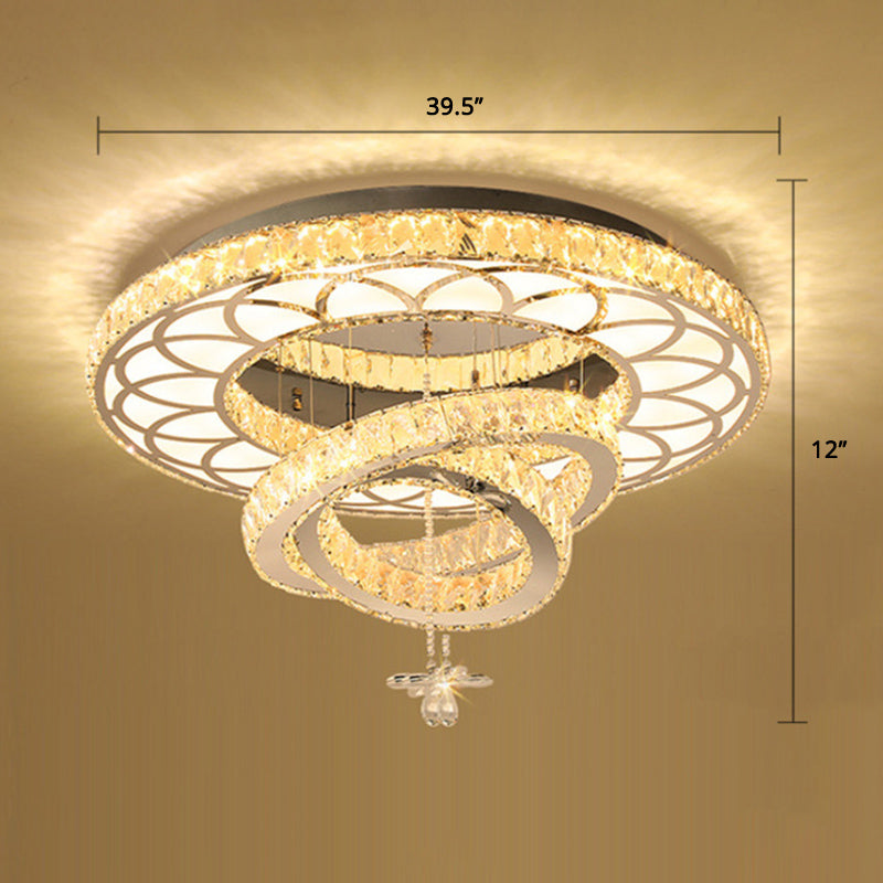 Zilverringen plafond spoeling licht eigentijdse kristallen led spoeling mount lamp armatuur voor slaapkamer