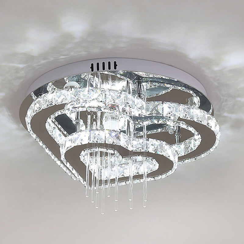 Moderne hartvormige semi-spoel licht licht snijstal slaapkamer led plafondarmatuur in zilver