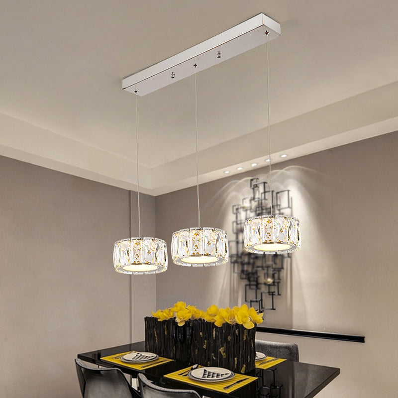 Ronde eetkamer plafondlamp afgeschuinde gesneden K9 kristal minimalistische LED multi hanger in Clear