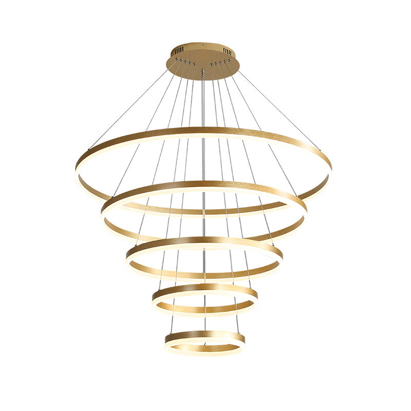 Anelli a più livelli art deco lampadario in alluminio soggiorno illuminazione a sospensione in oro