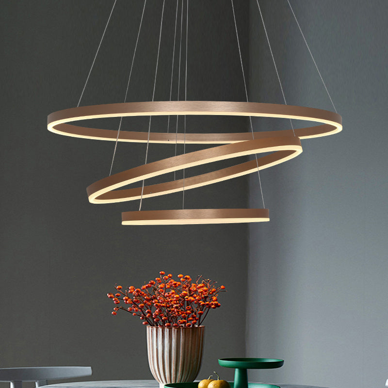 Lampadario a pendente acrilico a 3 loop Lumo minimalista a LED appeso al tavolo sopra il tavolo