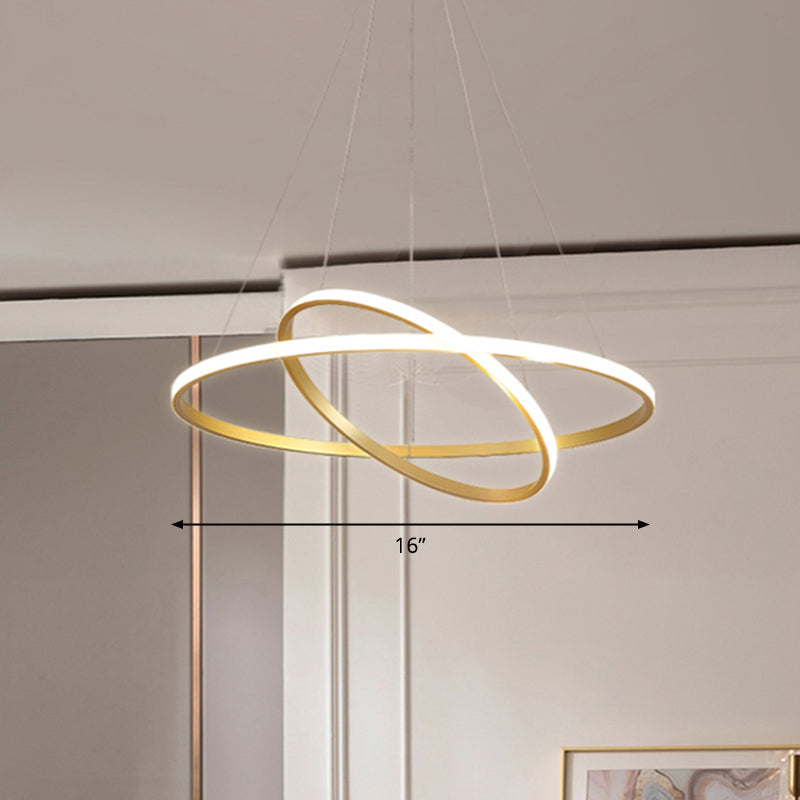 Outer Glowing Ring Shaped Hanging Light Artistic Aluminum LED Chandelier for Restaurant