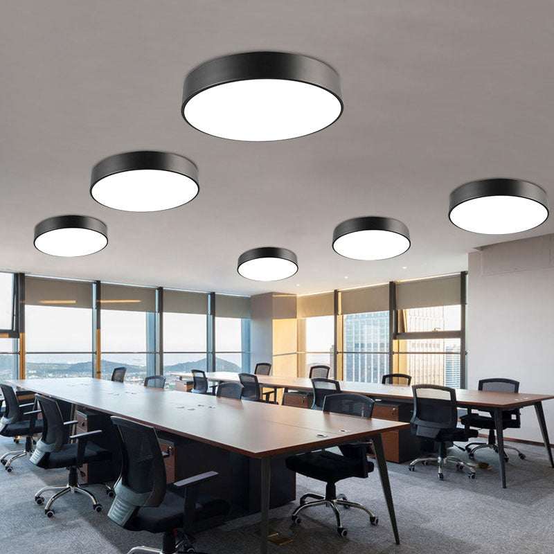 Plafonnier rond à montage encastré, luminaire LED de bureau en métal Simple avec diffuseur en acrylique