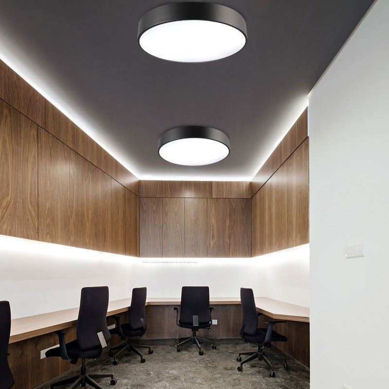 Plafonnier rond à montage encastré, luminaire LED de bureau en métal Simple avec diffuseur en acrylique