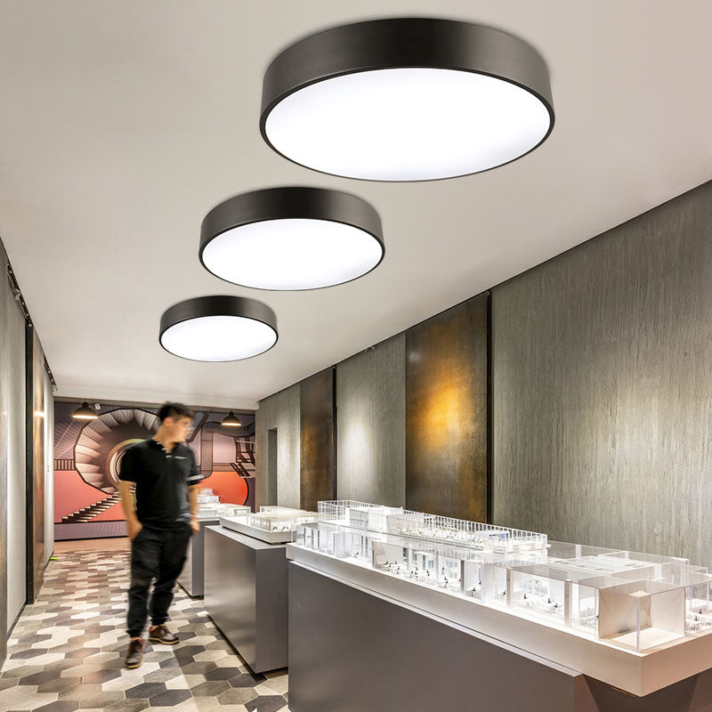 Luz de techo redonda empotrada, lámpara empotrada LED de oficina de metal simple con difusor acrílico