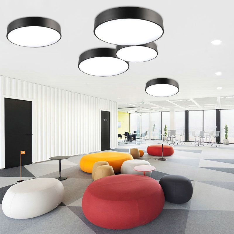 Plafonnier rond à montage encastré, luminaire LED de bureau en métal Simple avec diffuseur en acrylique
