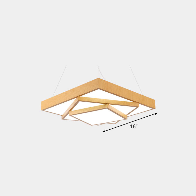 Luce a sospensione a led quadrata a livello Light MODER MODER MODER MODERY OFFICE IN LIGHT LEGNO
