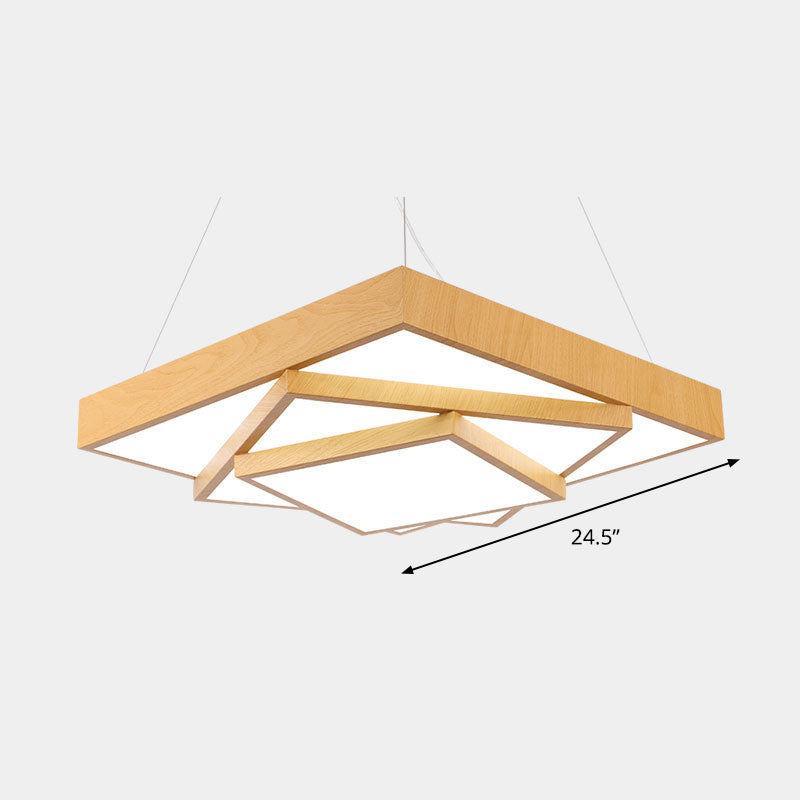 Luce a sospensione a led quadrata a livello Light MODER MODER MODER MODERY OFFICE IN LIGHT LEGNO