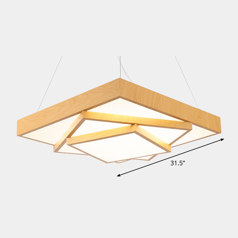 Luce a sospensione a led quadrata a livello Light MODER MODER MODER MODERY OFFICE IN LIGHT LEGNO