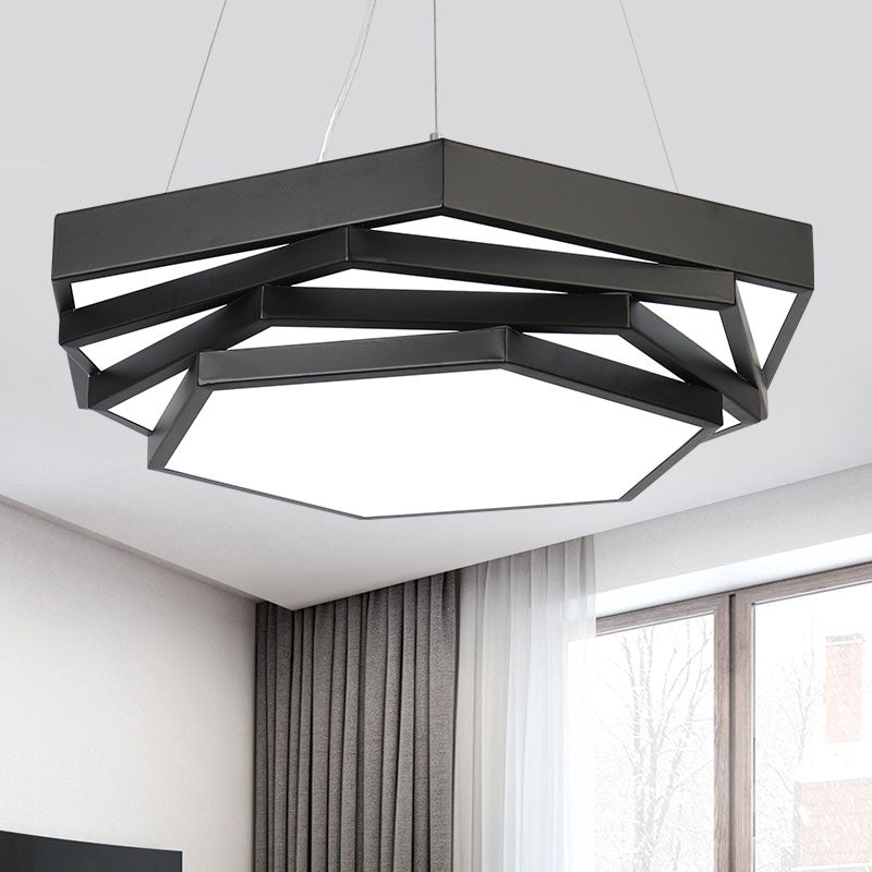 Modernistisch LED Kroonluier zeshoekig gelaagde ophangingverlichting met acrylschaduw