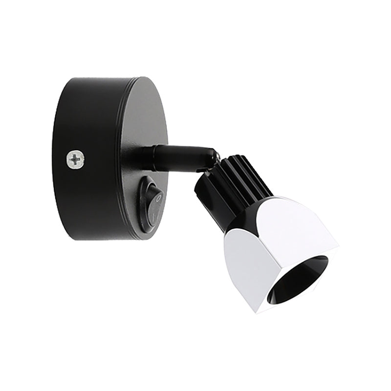Lámpara de pared Black/White de estilo contemporáneo de aluminio Mini Spotlight con/sin interruptor en iluminación blanca/cálida