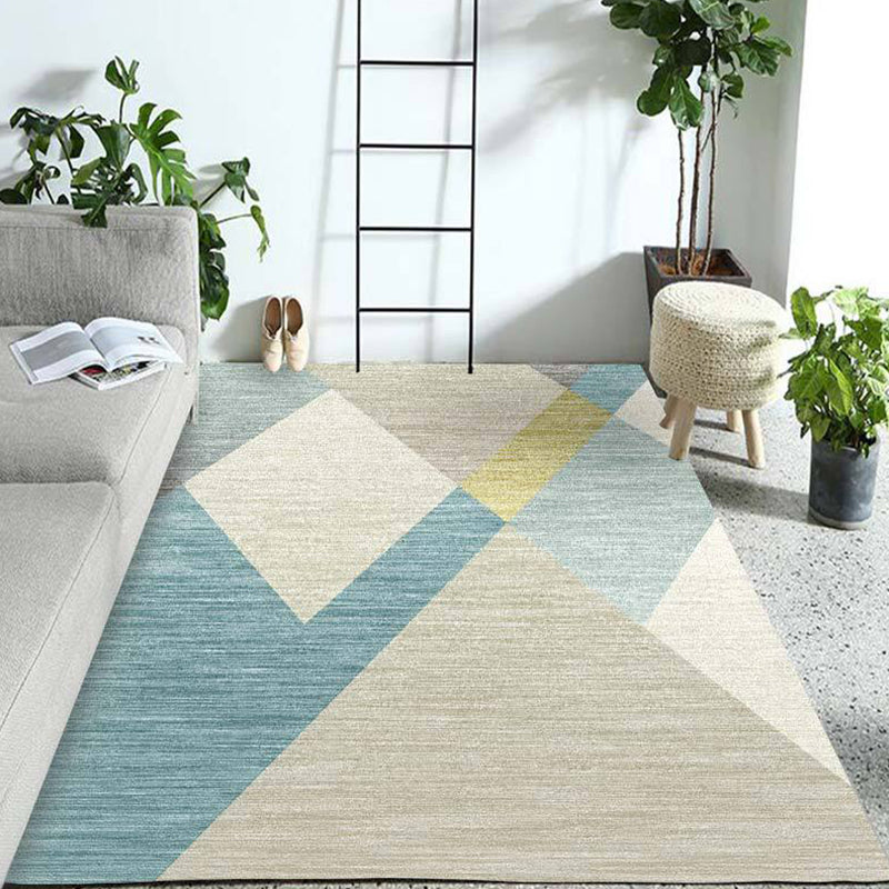 Relaxing Bedroom Rug Multi Colored Geometric Patterned Indoor Rug Non-Slip Backing Pet Friendly Area Carpet