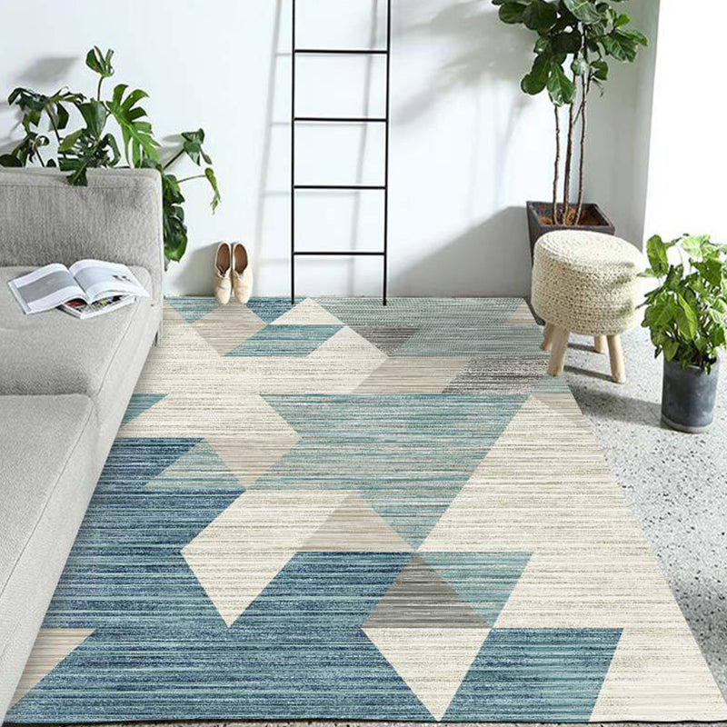 Relaxing Bedroom Rug Multi Colored Geometric Patterned Indoor Rug Non-Slip Backing Pet Friendly Area Carpet