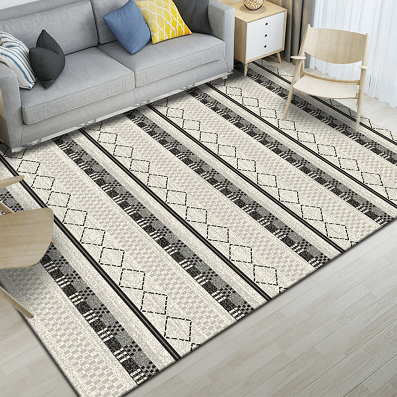Multi Color Simple Rug Polypropylene Geometric Print Indoor Rug Anti-Slip Backing Pet Friendly Area Carpet for Living Room