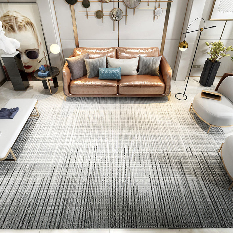 Basic Living Room Rug Multi Color Stripe Print Indoor Rug Polypropylene Anti-Slip Backing Easy Care Area Carpet