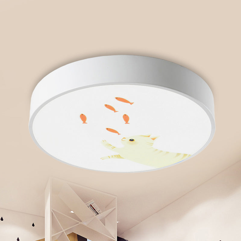 Cercle Baby Room Flushmount Light with Giraffe Acrylique Animal LED Ceiling Light in White