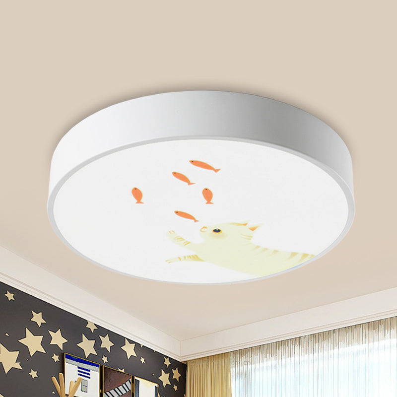 Cercle Baby Room Flushmount Light with Giraffe Acrylique Animal LED Ceiling Light in White