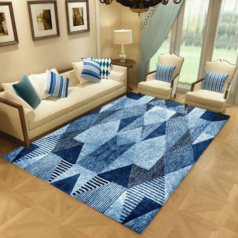 Nordic Living Room Rug Multi-Color Geometric Indoor Rug Synthetics Anti-Slip Backing Machine Washable Area Carpet