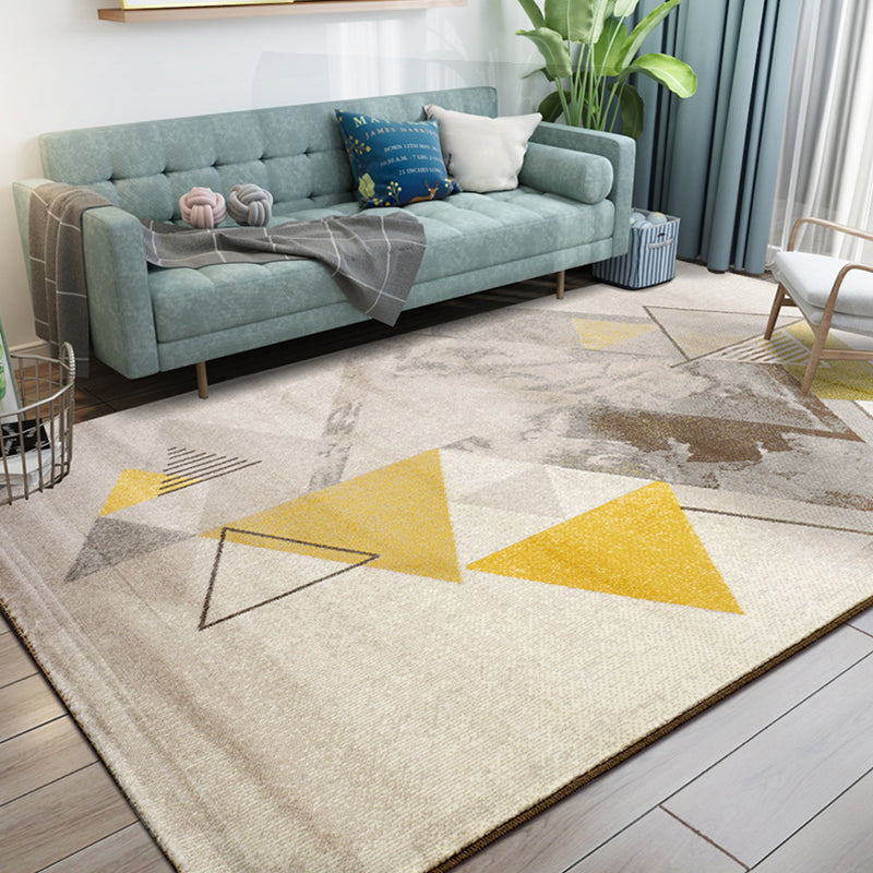Calming Living Room Rug Multi Colored Geometric Indoor Rug Polypropylene Anti-Slip Easy Care Area Carpet